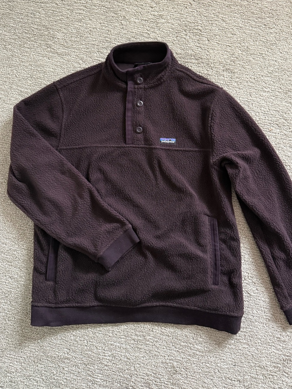 Patagonia Shearling Button Fleece Pullover in Maroon